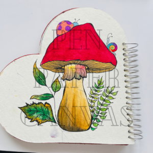 Mushroom Pineapple Original Watercolor Heart Page